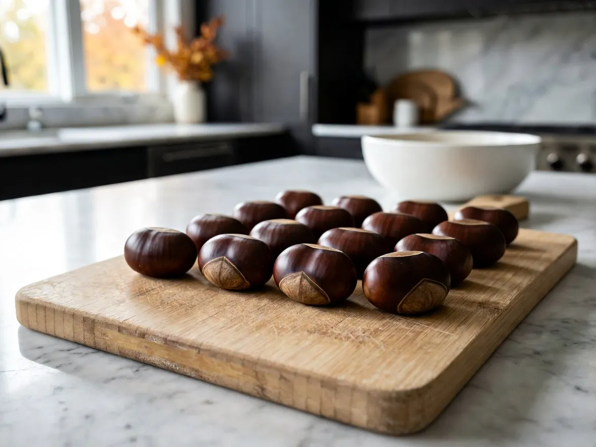 Selezionare le castagne biologiche appena comprate