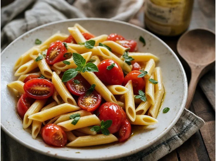 Mezze penne con pomodoro e origano