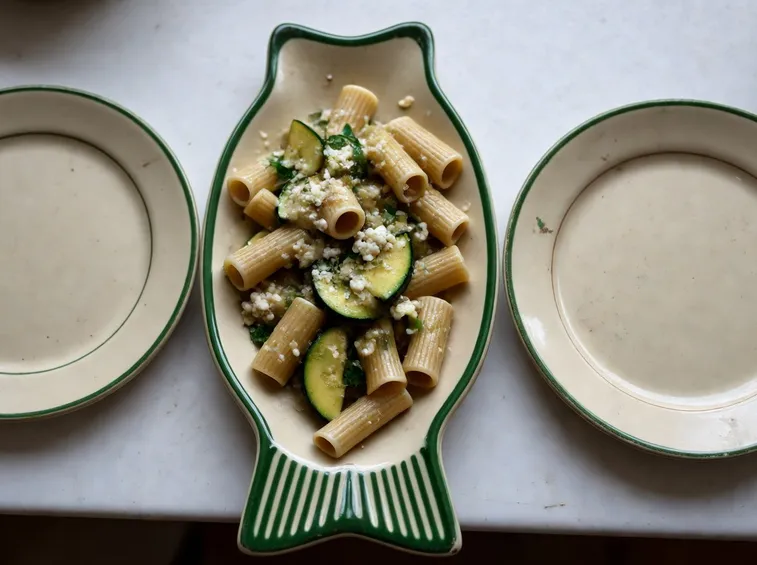 Piatto di rigatoni biologici