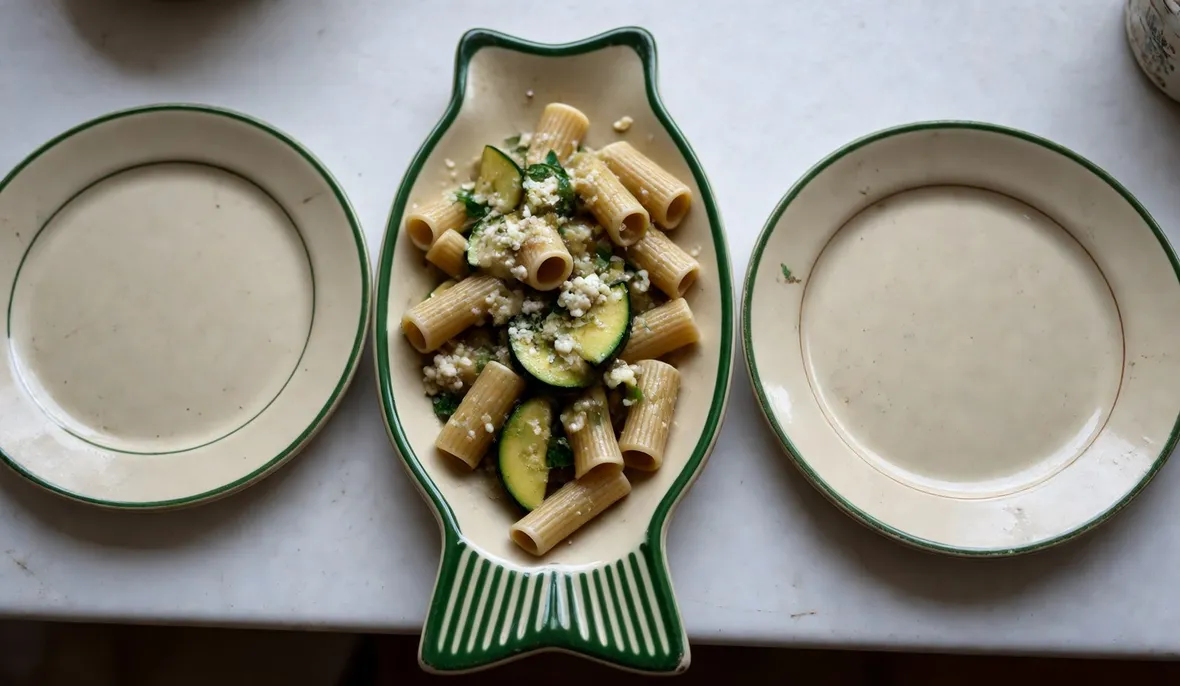 Piatto di rigatoni biologici