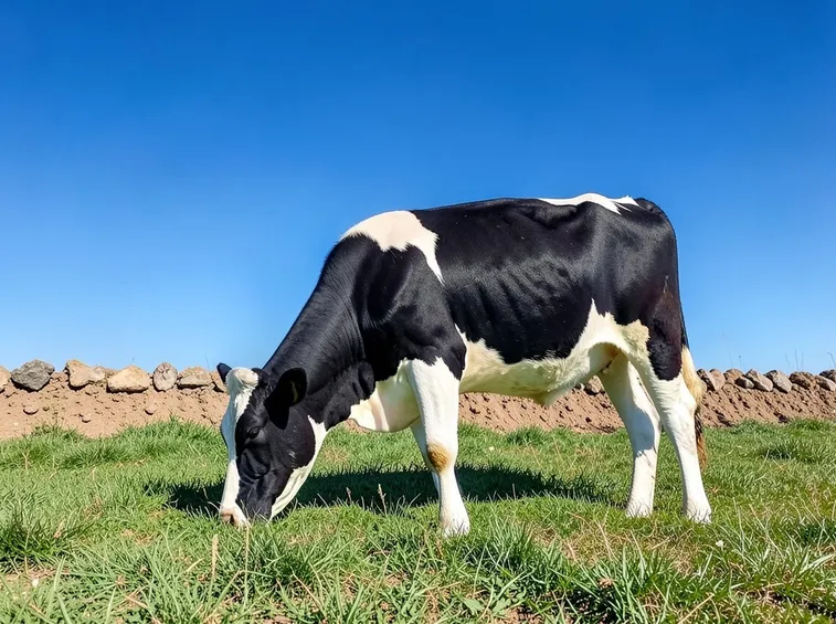 Mucca pascola in ambiente bio