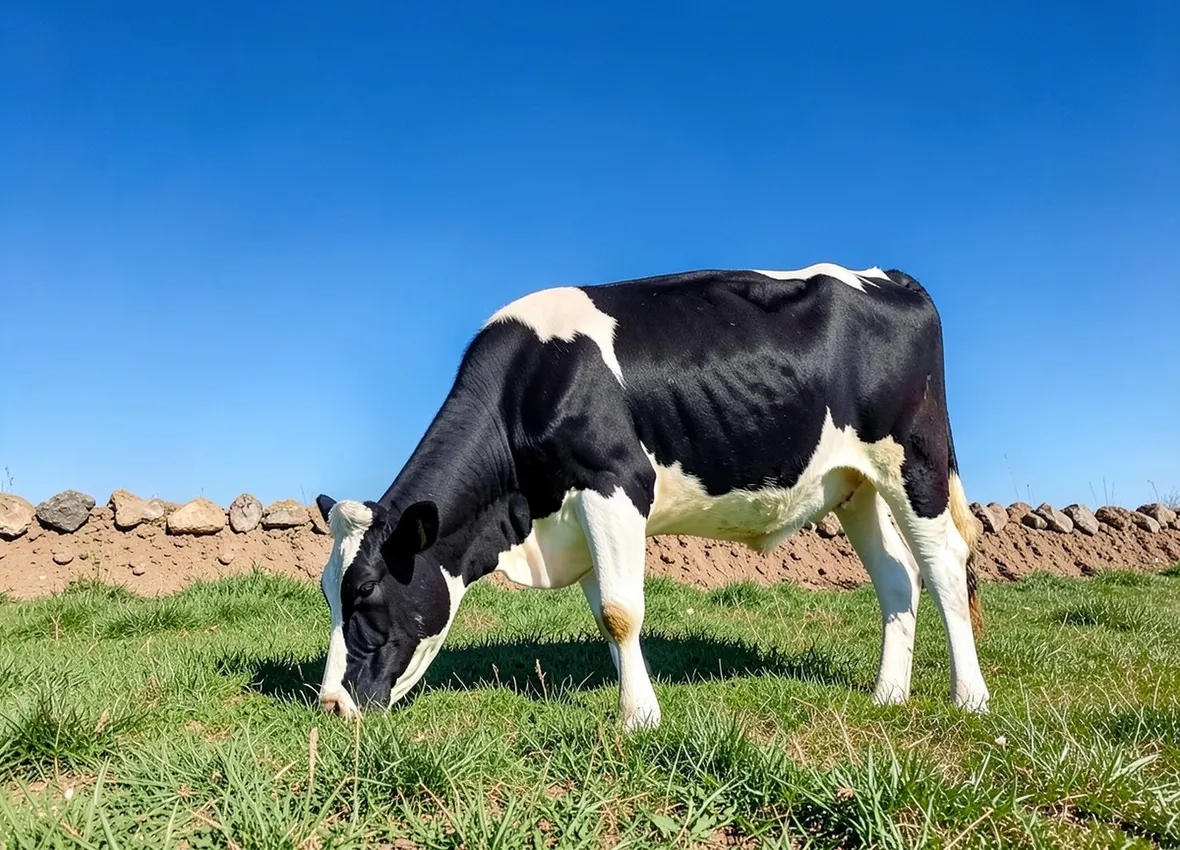 Mucca pascola in ambiente bio