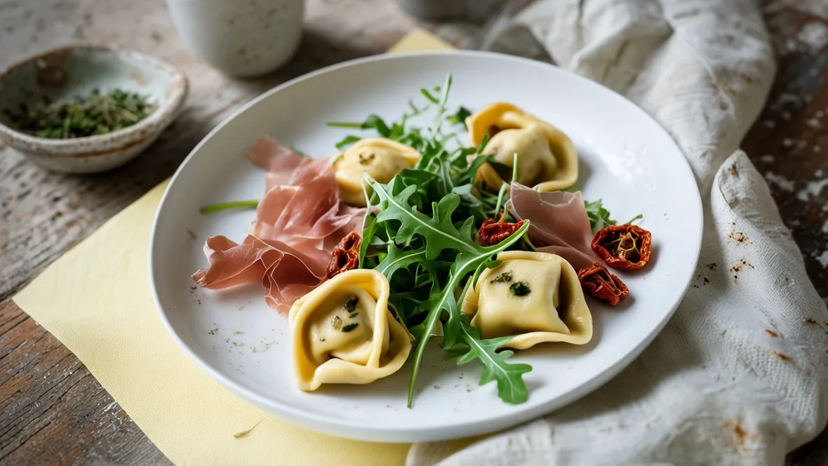 Tortellini senza glutine e insalata