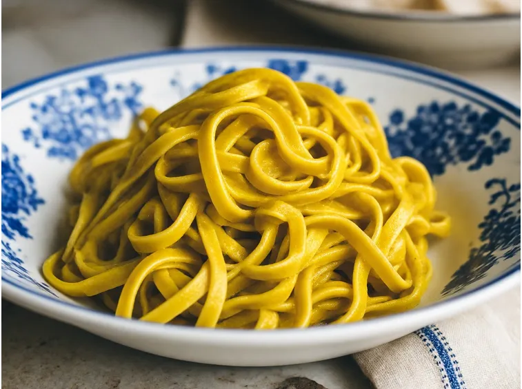 Tagliatelle con curcuma e formaggio