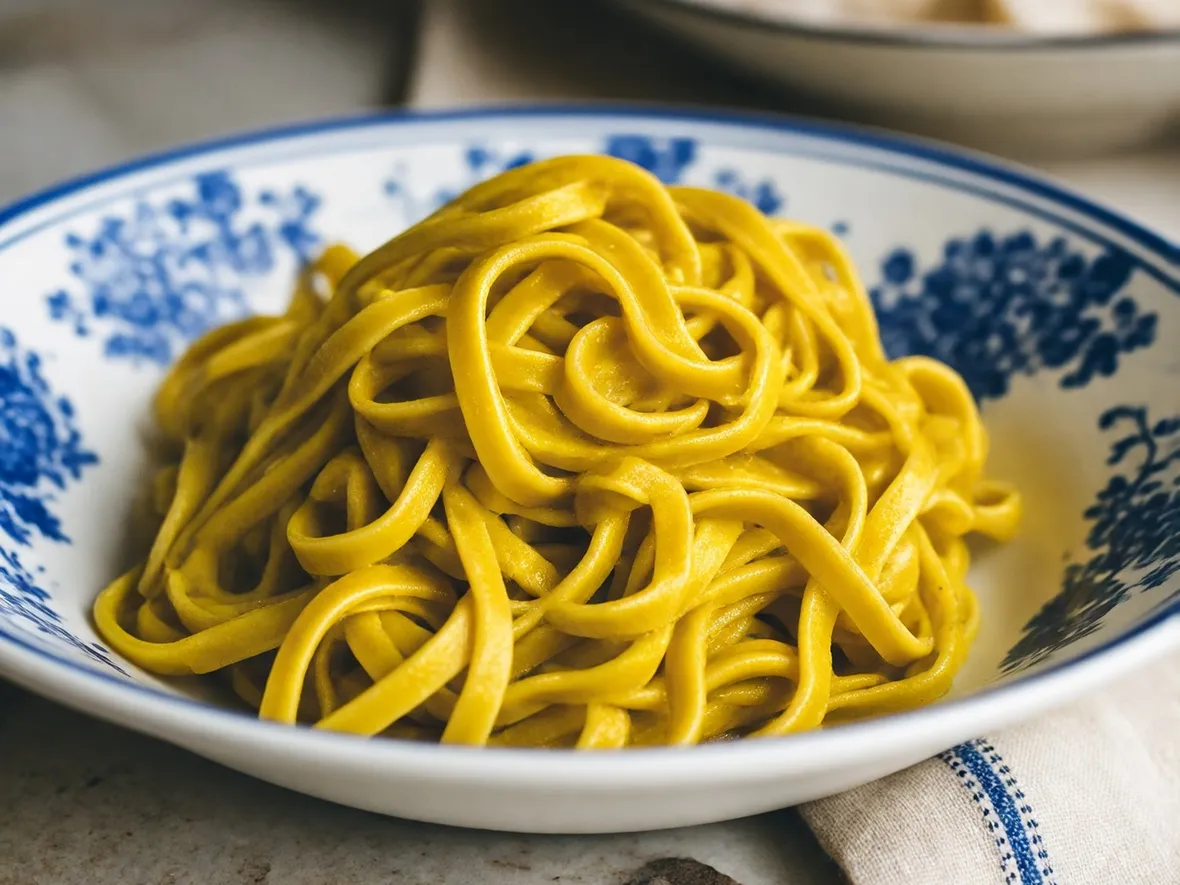 Tagliatelle con curcuma e formaggio