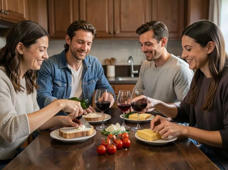 Serata al ristorante con gli amici