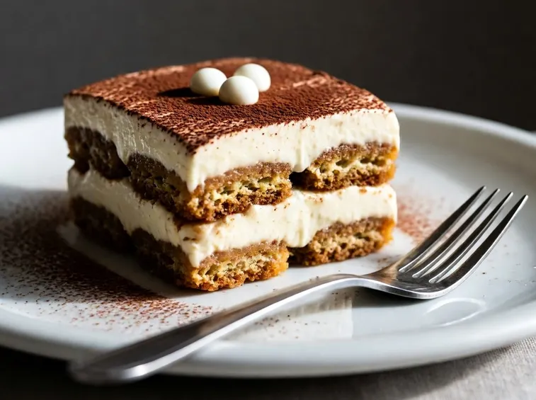 Una fetta di tiramisù vegano