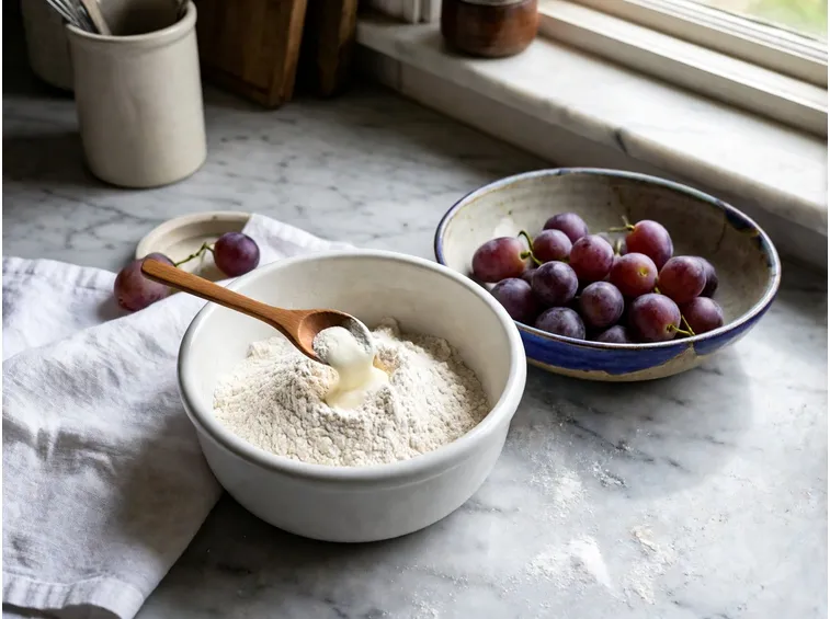 Preparare l'impasto per la torta all'uva fragola