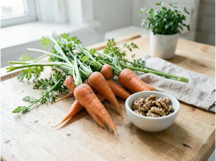 Carote di stagione e noci fresche: la scelta degli ingredienti