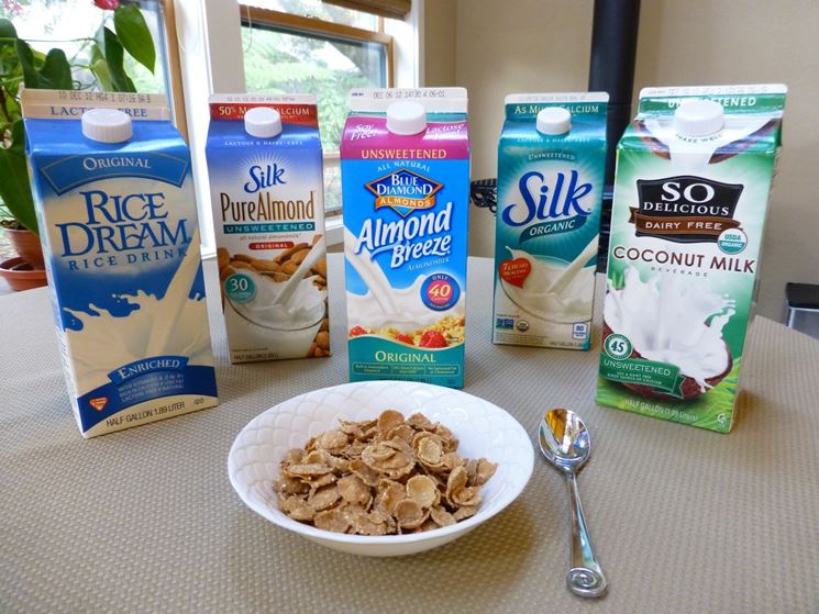 Colazione con variet di latte vegetale e cereali