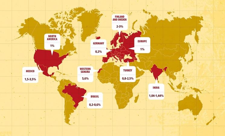 L'incidenza della celiachia  maggiore nei paesi industrializzati